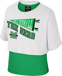 Colosseum Athletics Girls' Marshall University Riley 2Fer Graphic T-shirt