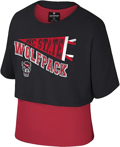 Colosseum Athletics Girls' North Carolina State University Riley 2Fer Graphic T-shirt