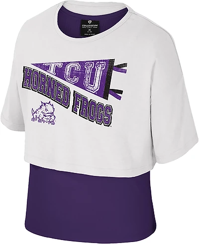 Colosseum Athletics Girls' Texas Christian University Riley 2Fer Graphic T-shirt