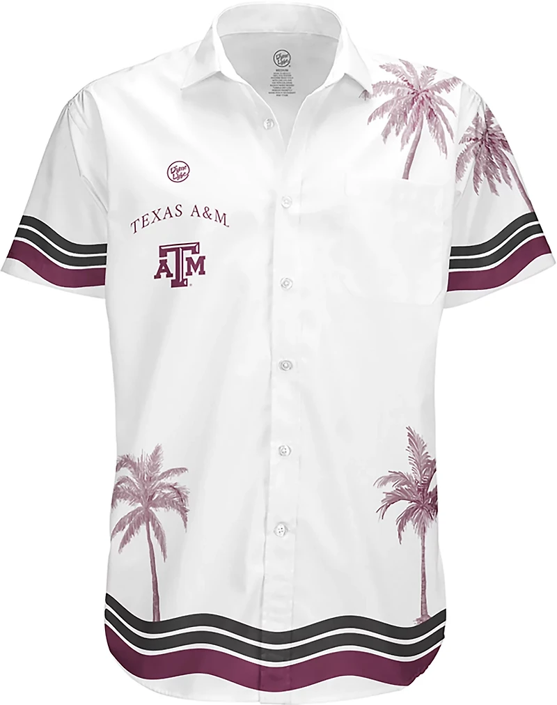 Dyme Lyfe Men's Texas A&M University Sublimated Mascot Palm Trees Button Up Shirt