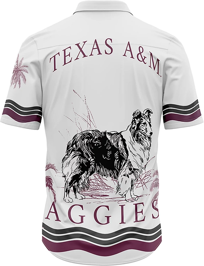 Dyme Lyfe Men's Texas A&M University Sublimated Mascot Palm Trees Button Up Shirt