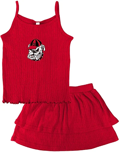 Two Feet Ahead Toddler Girls' University of Georgia Pointelle Tank and Layered Skort Set