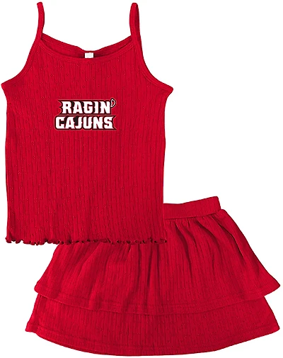 Two Feet Ahead Toddler Girls' University of Louisiana at Lafayette Pointelle Tank and Layered Skort Set