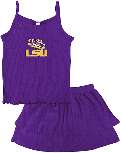 Two Feet Ahead Toddler Girls' Louisiana State University Pointelle Tank and Layered Skort Set