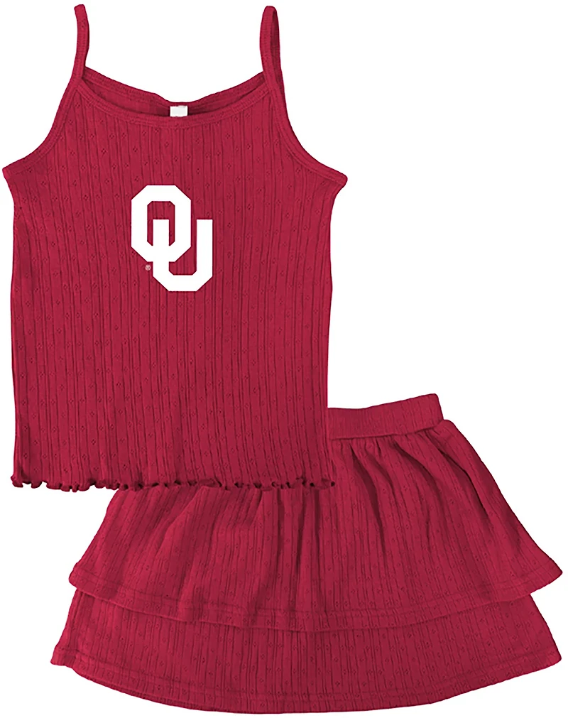 Two Feet Ahead Toddler Girls' University of Oklahoma Pointelle Tank and Layered Skort Set