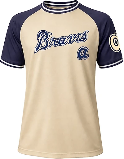 Stitches Kids' Atlanta Braves Raglan Crewneck Pullover Short Sleeve Shirt