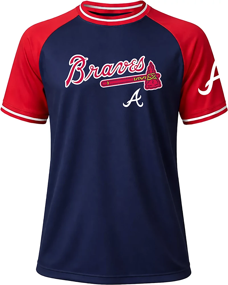 Stitches Kids' Atlanta Braves Raglan Crewneck Pullover Short Sleeve Shirt