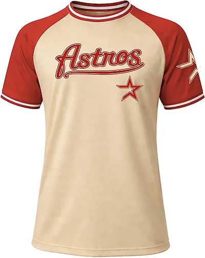 Stitches Men's Houston Astros Raglan Crewneck Pullover Short Sleeve Shirt
