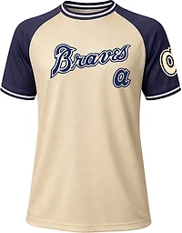 Stitches Men's Atlanta Braves Raglan Crewneck Pullover Short Sleeve Shirt