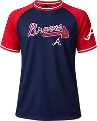 Stitches Men's Atlanta Braves Raglan Crewneck Pullover Short Sleeve Shirt
