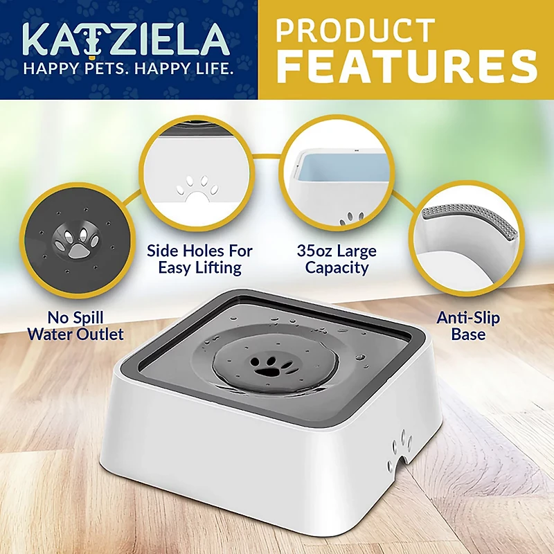 Katziela No Spill 35 oz. Water Bowl