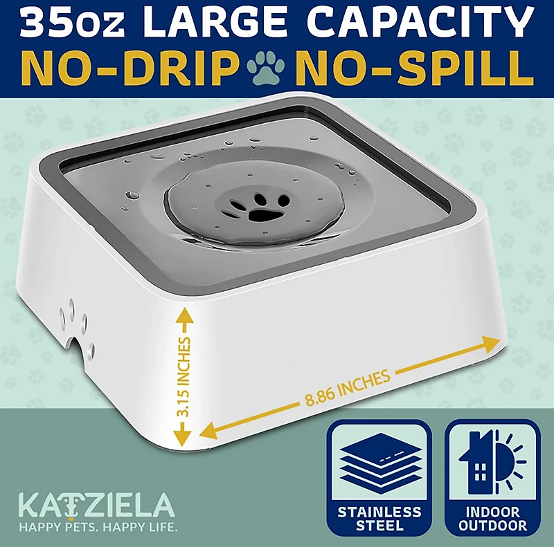 Katziela No Spill 35 oz. Water Bowl