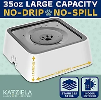 Katziela No Spill 35 oz. Water Bowl