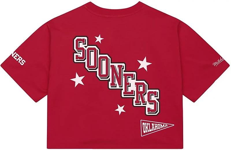 Mitchell & Ness Women's University of Oklahoma Pep Rally Crop Boxy Graphic T-shirt