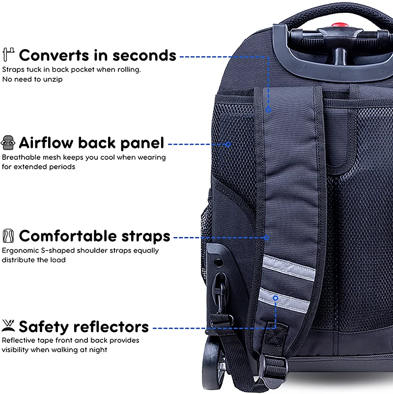 J World Kids' Sunrise 18" Rolling Backpack 34.5L