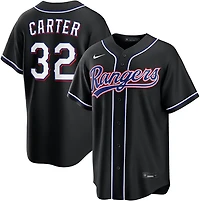 Nike Men's Texas Rangers Evan Carter 2026 Black Out Fashion Replica Jersey