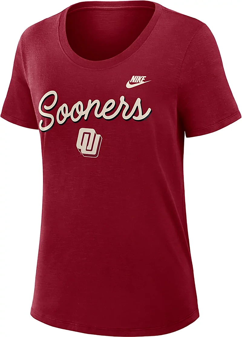 Nike Women's University of Oklahoma Script Vault Logo Legacy Slub Graphic T-shirt