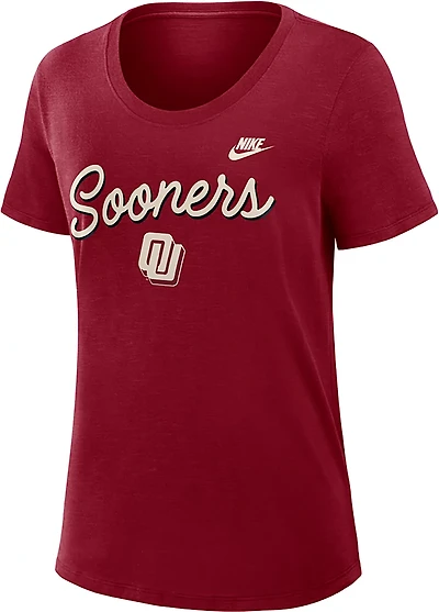 Nike Women's University of Oklahoma Script Vault Logo Legacy Slub Graphic T-shirt