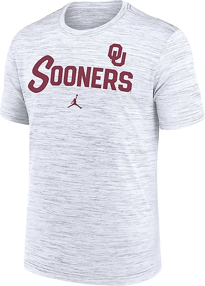 Jordan Men's University of Oklahoma Seasonal Script Heathered Legend Graphic T-shirt