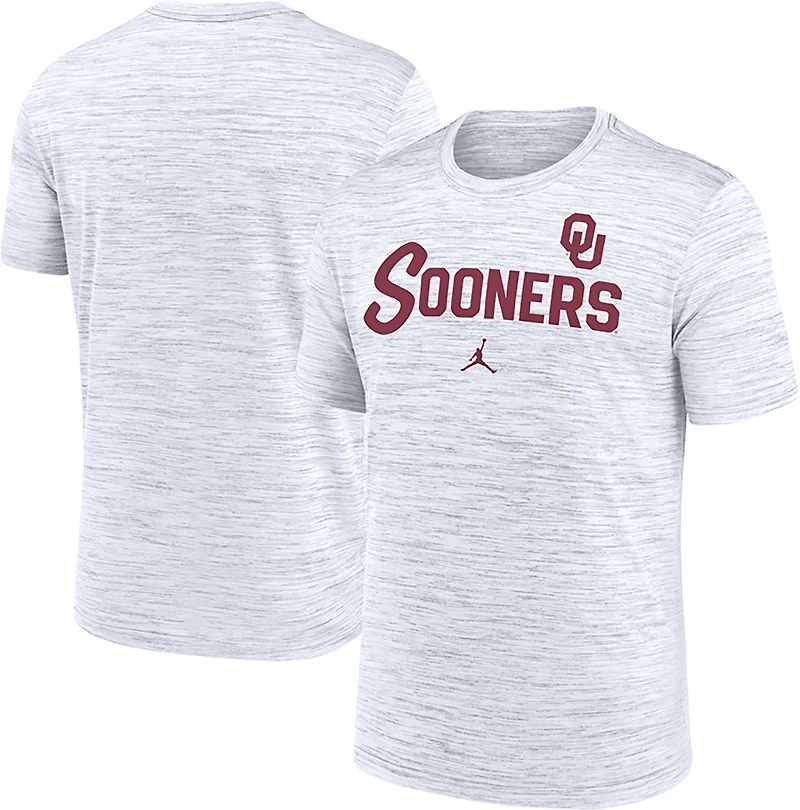Jordan Men's University of Oklahoma Seasonal Script Heathered Legend Graphic T-shirt