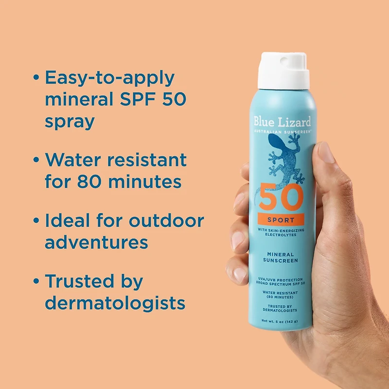 Blue Lizard Sport Mineral Sunscreen Spray - SPF 50 - 5 oz