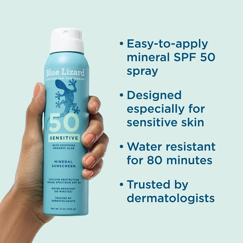 Blue Lizard Sensitive Mineral Sunscreen Spray - SPF 50 - 5 oz