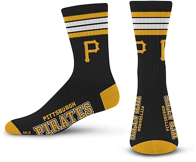 For Bare Feet Adult Pittsburgh Pirates 4-Stripe Deuce Crew Socks