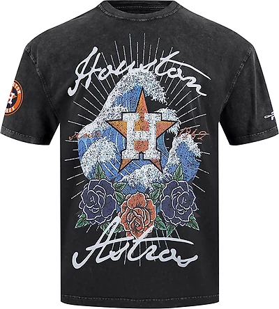 Pro Standard Men's Houston Astros Wave and Roses CJ Drop Shoulder Short Sleeve T-shirt