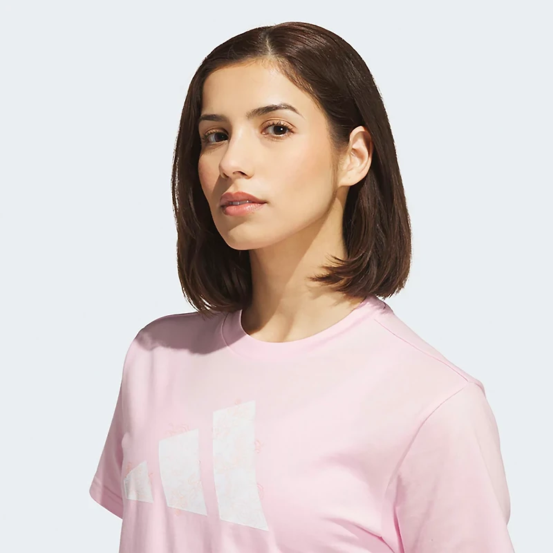 adidas Women's Western Florals Big Logo Graphic T-shirt