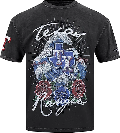 Pro Standard Men's Texas Rangers Wave and Roses CJ Drop Shoulder Short Sleeve T-shirt
