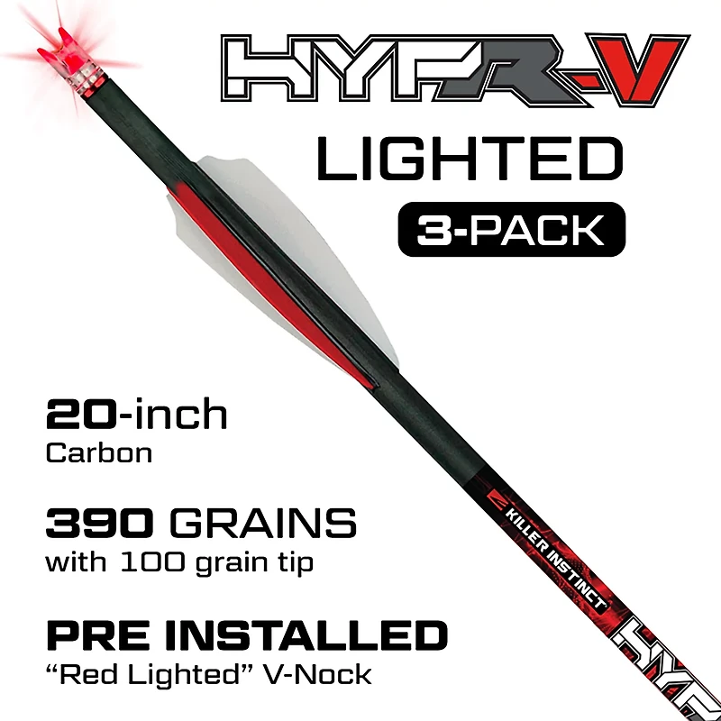 Killer Instinct Lighted Hypr-V Crossbow Bolts 3-Pack