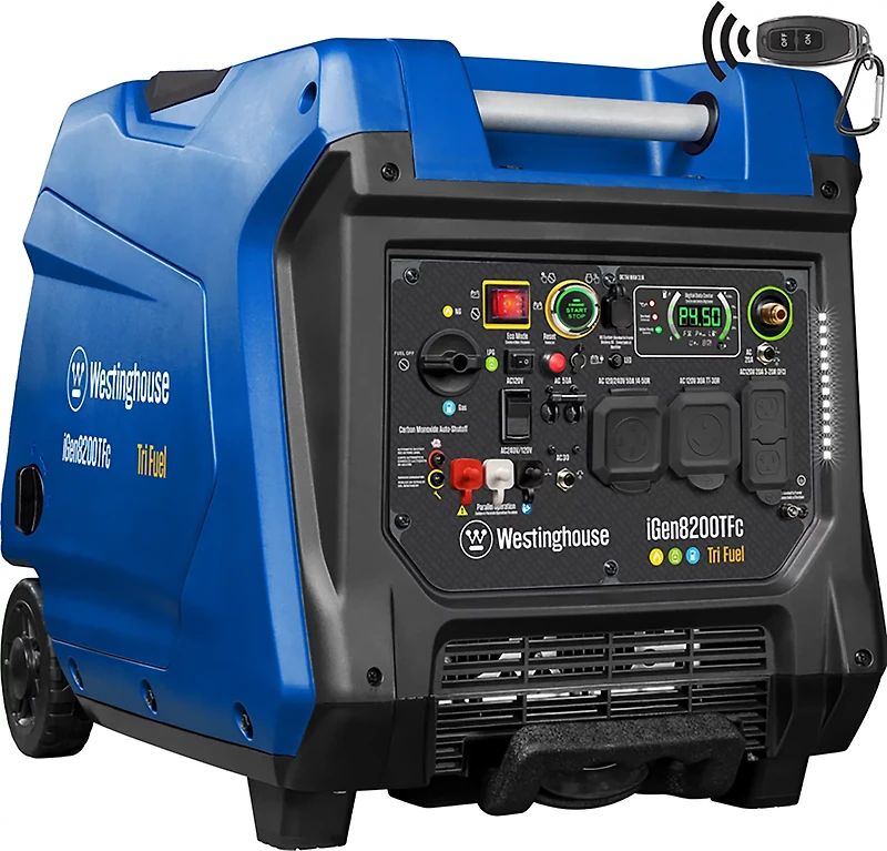Westinghouse 8,200W Gas, Propane, Natural Gas Tri-Fuel Inverter Generator with Remote Electric Start