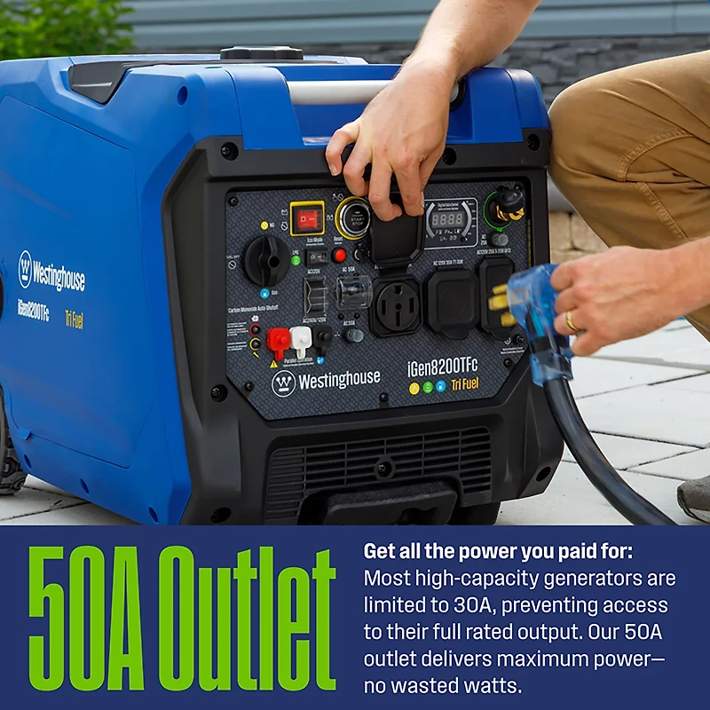 Westinghouse 8,200W Gas, Propane, Natural Gas Tri-Fuel Inverter Generator with Remote Electric Start