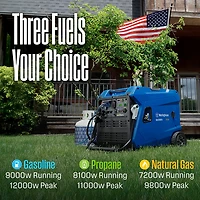 Westinghouse 12,000W Gas, Propane and Natural Gas Tri-Fuel Inverter Generator with Remote Electric Start