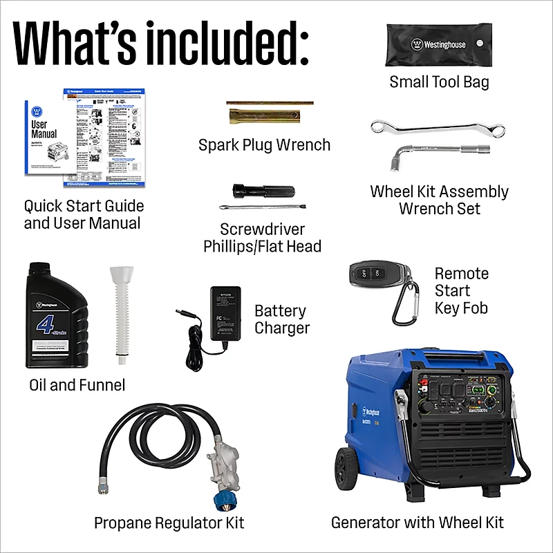 Westinghouse 12,000W Gas, Propane and Natural Gas Tri-Fuel Inverter Generator with Remote Electric Start