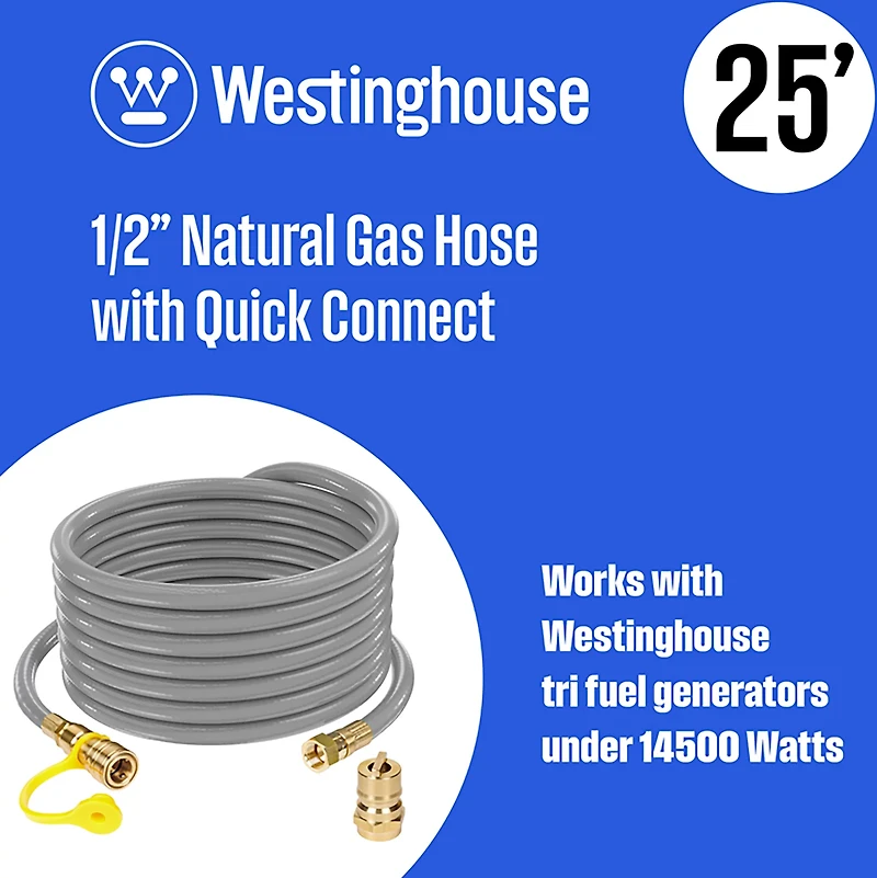 Westinghouse 25 ft / in Natural Gas Hose with Adapter