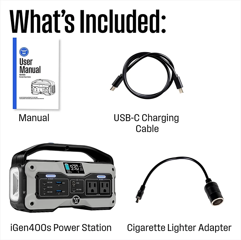 Westinghouse 400W Lithium-ion Portable Power Station with LED Display and Flashlight