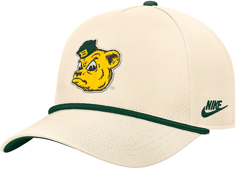 Nike Adults' Baylor University Vault Logo Rise 5 Panel Rope Cap