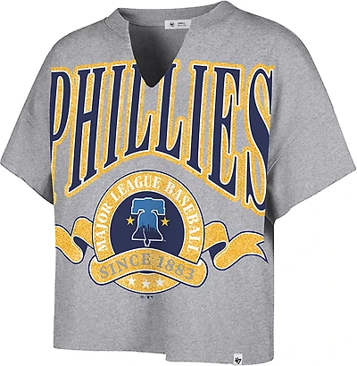 '47 Philadelphia Phillies Women's City Connect Banners Out Oversized Notch Neck T-shirt