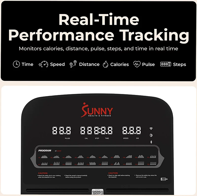 Sunny Health & Fitness APEX 300 SMART Motorized Treadmill with WIFI & Bluetooth