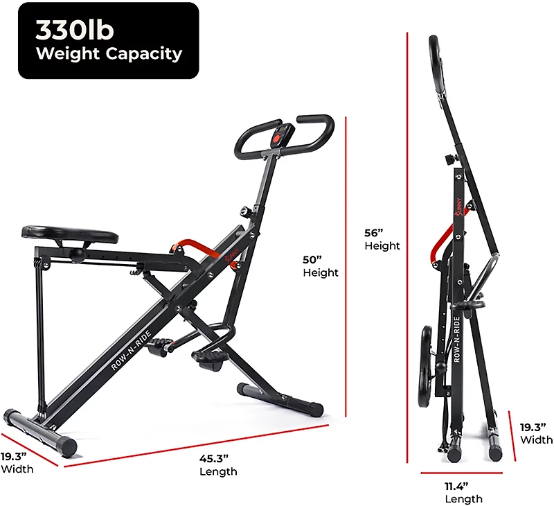 Sunny Health & Fitness Smart Upright Row-N-Ride Exerciser