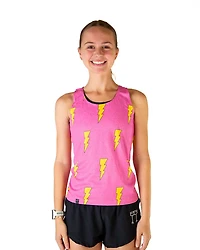 Chicknlegs Women's Pink Bolts Performance Singlet