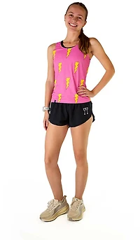 Chicknlegs Women's Pink Bolts Performance Singlet