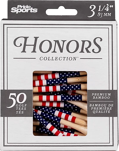 Pride Honors Collection 3-1/4 in Bamboo US Flag Tees 50-Pack
