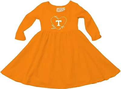 Wes & Willy Toddler Girls' University of Tennessee School Heart Long Sleeve Twirl Dress