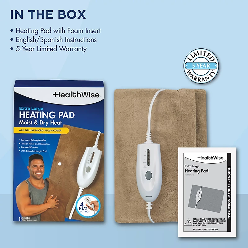 HealthWise Deluxe Moist & Dry Heating Pad