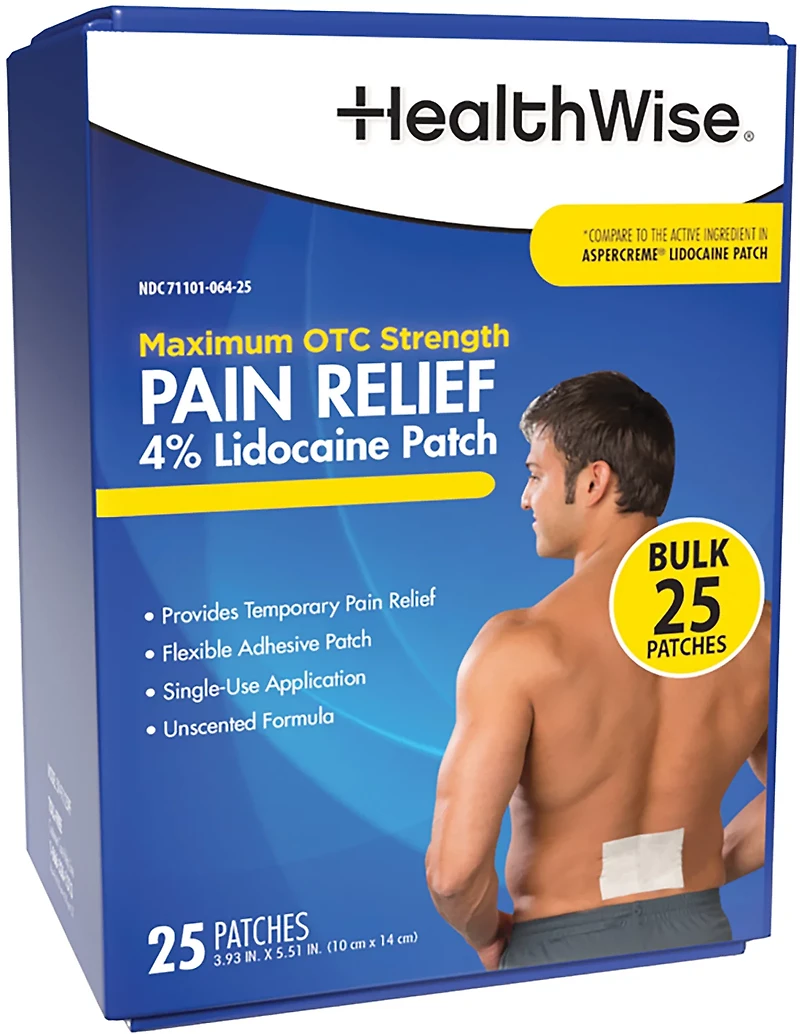 HealthWise 4% Lidocaine Pain Relief Patch 25ct