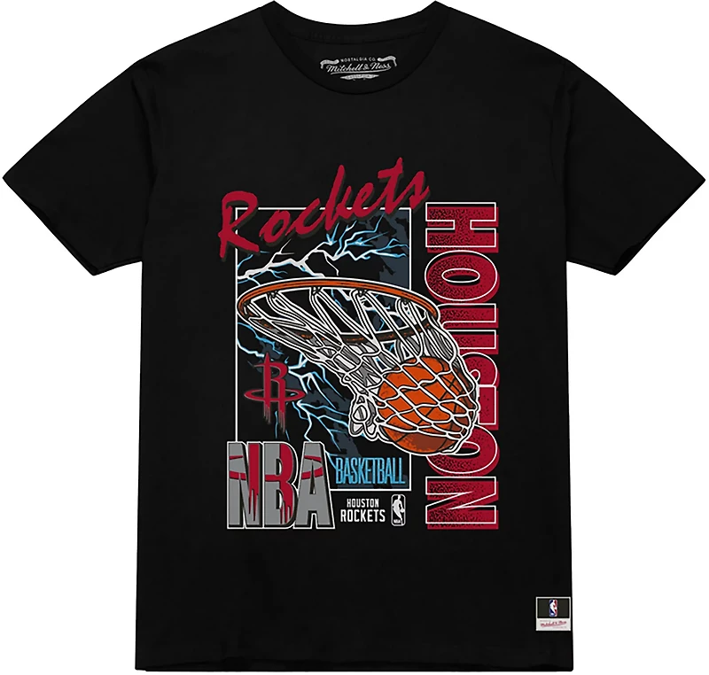 Mitchell & Ness Men's Houston Rockets Lightning Swish Short Sleeve T-shirt