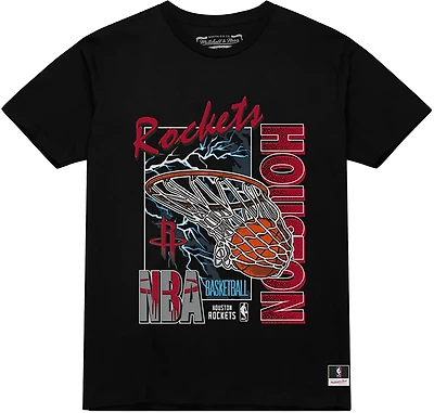 Mitchell & Ness Men's Houston Rockets Lightning Swish Short Sleeve T-shirt