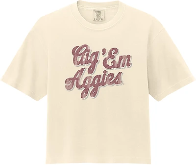 WILDCAT RETRO Women's Texas A&M University Gig 'Em Script Comfort Colors T-shirt